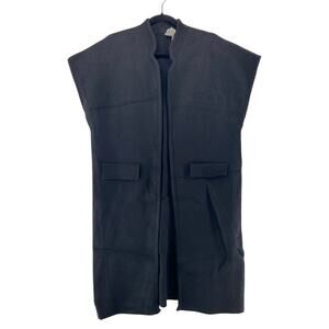 Anthropologie Black Sleeveless Long Wool-Blend Cardigan Vest